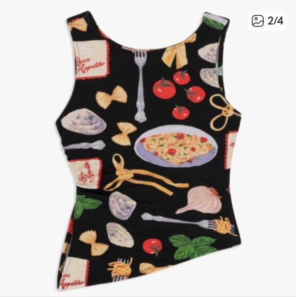 Lisa Says Gah Tops - Lisa Says Gah Black Pasta Top with Multicolor Print